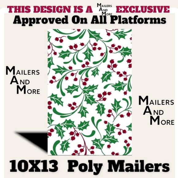 100 10X13 Holly Berry Christmas Poly Mailers Shipping Envelopes Bags PRICE FIRM - Picture 1 of 2